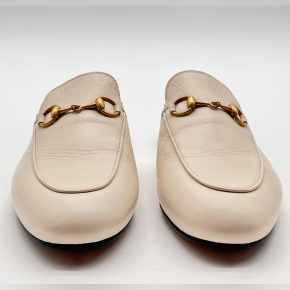 Gucci Princetown Mules Horsebit Mystic White Leather SlipOn Loafers EU37.5 US7.5 - Picture 3 of 11